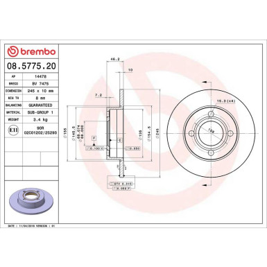 Brembo | Bremsscheibe | 08.5775.20