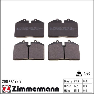 Zimmermann Bremsbelagsatz, Scheibenbremse pb:z 20877.175.9