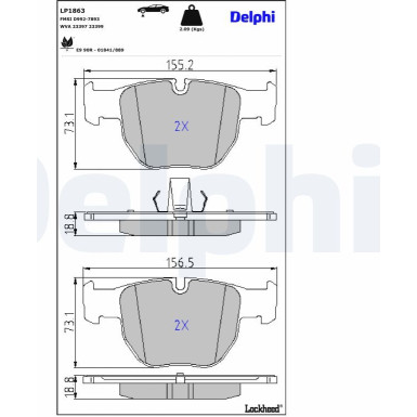 LP1863 Bremsbelagsatz, Scheibenbremse