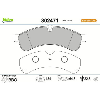 Valeo | Bremsbelagsatz, Scheibenbremse | 302471