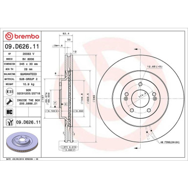 Brembo Bremsscheibe PRIME LINE - UV Coated 09.D626.11