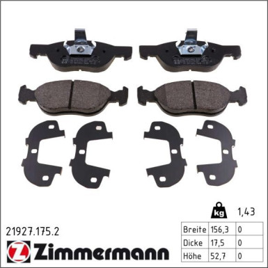 Zimmermann Bremsbelagsatz, Scheibenbremse 21927.175.2