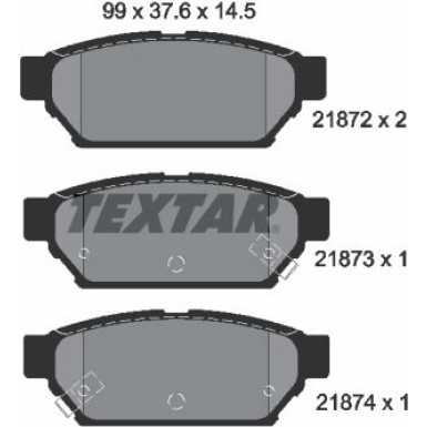 Textar | Bremsbelagsatz, Scheibenbremse | 2187202