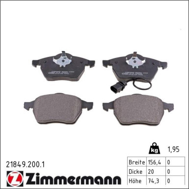 Zimmermann Bremsbelagsatz, Scheibenbremse 21849.200.1