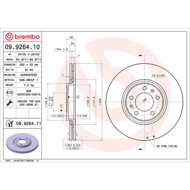 Brembo Bremsscheibe PRIME LINE - UV Coated 09.9264.11