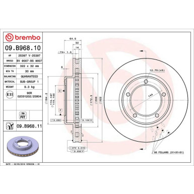 09.B968.11 Bremsscheibe PRIME LINE - UV Coated 09.B968.11 Bremsscheibe PRIME LINE - UV Coated