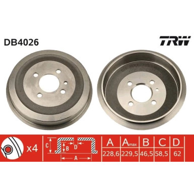 TRW | Bremstrommel | DB4026