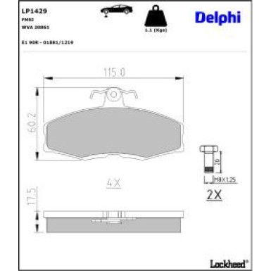 Delphi Bremsbelagsatz, Scheibenbremse LP1429