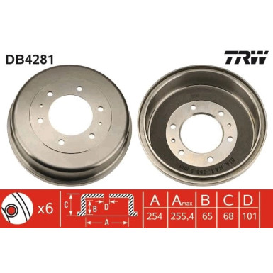 TRW | Bremstrommel | DB4281