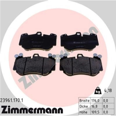 Zimmermann | Bremsbelagsatz, Scheibenbremse | 23961.170.1