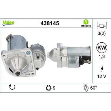 438145 Starter VALEO ORIGINS - NEW O.E. TECHNOLOGIE