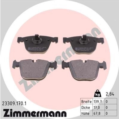Zimmermann | Bremsbelagsatz, Scheibenbremse | 23309.170.1