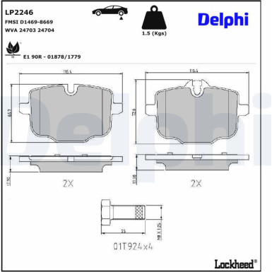 Delphi | Bremsbelagsatz, Scheibenbremse | LP2246