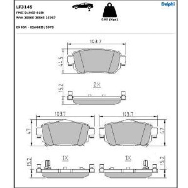Delphi Bremsbelagsatz, Scheibenbremse LP3145