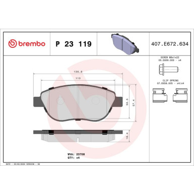 Brembo Bremsbelagsatz, Scheibenbremse PRIME LINE P 23 119