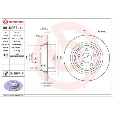 08.N257.41 Bremsscheibe PRIME LINE - UV Coated