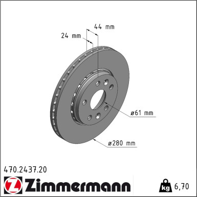 Zimmermann Bremsscheibe Coat Z 470.2437.20