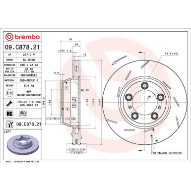 Brembo Bremsscheibe PRIME LINE - UV Coated 09.C878.21