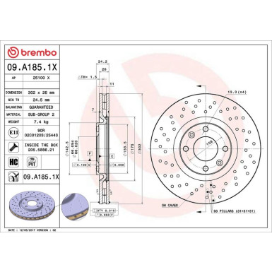 Brembo Bremsscheibe XTRA LINE - Xtra 09.A185.1X