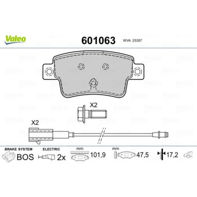 Valeo | Bremsbelagsatz, Scheibenbremse | 601063