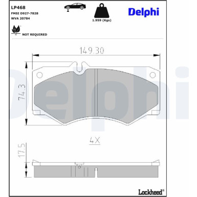 Delphi | Bremsbelagsatz, Scheibenbremse | LP468