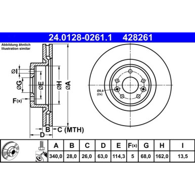 ATE | Bremsscheibe | 24.0128-0261.1