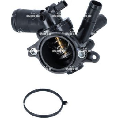 NRF 725332 Kühlwasserthermostat Öffnungstemperatur: 93°C, mit Dichtringen, mit Sensor, mit Gehäuse