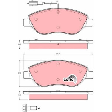 TRW Bremsbelagsatz, Scheibenbremse COTEC GDB1484
