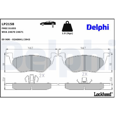 Delphi | Bremsbelagsatz, Scheibenbremse | LP2158 Delphi | Bremsbelagsatz, Scheibenbremse | LP2158