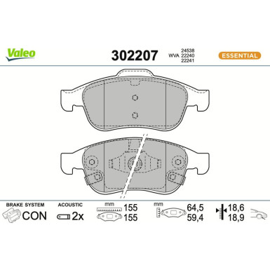 302207 Bremsbelagsatz, Scheibenbremse ESSENTIAL
