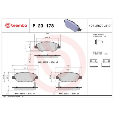 Brembo Bremsbelagsatz, Scheibenbremse PRIME LINE P 23 178