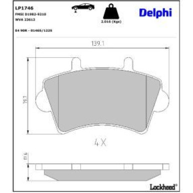Delphi Bremsbelagsatz, Scheibenbremse LP1746