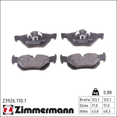 Zimmermann Bremsbelagsatz, Scheibenbremse 23926.170.1