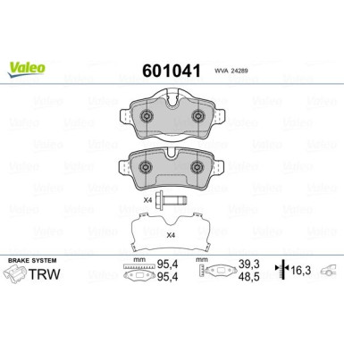 Valeo | Bremsbelagsatz, Scheibenbremse | 601041