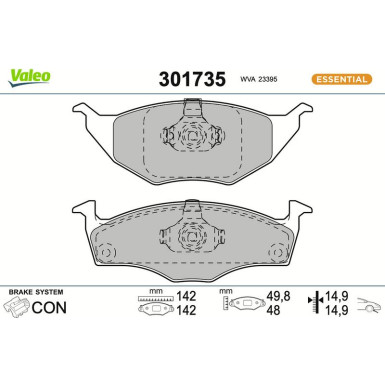 Valeo | Bremsbelagsatz, Scheibenbremse | 301735