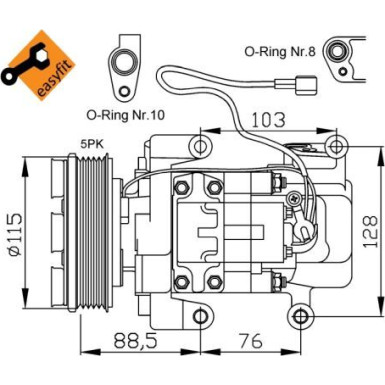 NRF Kompressor, Klimaanlage mit PAG Kompressoröl EASY FIT 32681