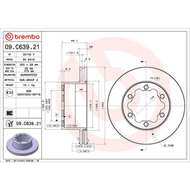Brembo Bremsscheibe PRIME LINE - UV Coated 09.C639.21