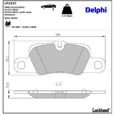 Delphi Bremsbelagsatz, Scheibenbremse LP2237