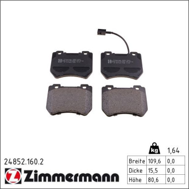Zimmermann Bremsbelagsatz, Scheibenbremse 24852.160.2