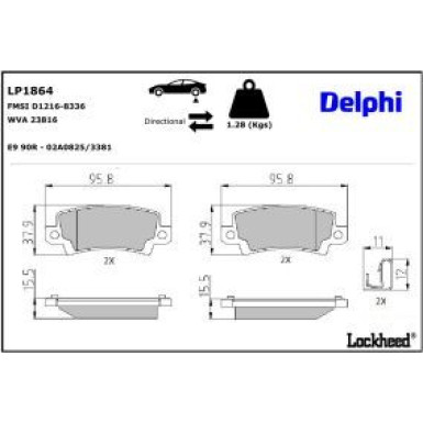Delphi Bremsbelagsatz, Scheibenbremse LP1864