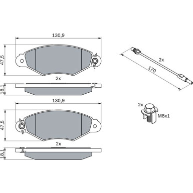 0 986 424 455 Bremsbelagsatz, Scheibenbremse