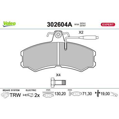 Valeo | Bremsbelagsatz, Scheibenbremse | 302604A