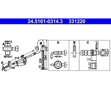 ATE | Bremsschlauch | 24.5161-0314.3