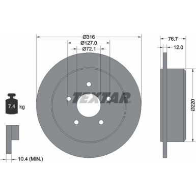 Textar | Bremsscheibe | 92227700