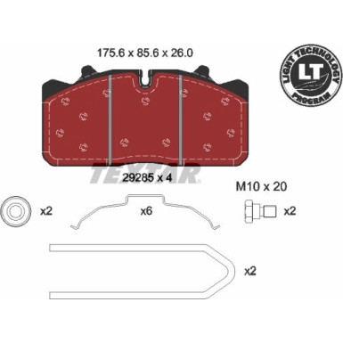 2928502 Bremsbelagsatz, Scheibenbremse Lightweight Technology 2928502 Bremsbelagsatz, Scheibenbremse Lightweight Technology