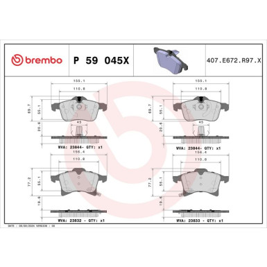 Brembo Bremsbelagsatz, Scheibenbremse XTRA LINE P 59 045X