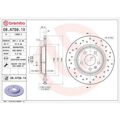 Brembo Bremsscheibe XTRA LINE - Xtra 08.A759.1X Brembo Bremsscheibe XTRA LINE - Xtra 08.A759.1X