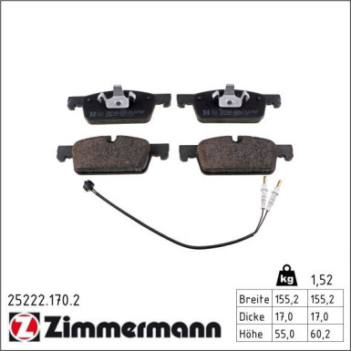 Zimmermann Bremsbelagsatz, Scheibenbremse 25222.170.2