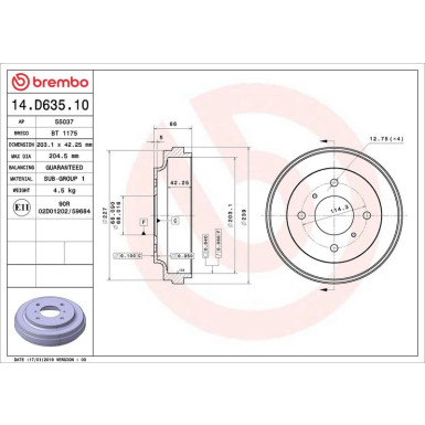 Brembo | Bremstrommel | 14.D635.10