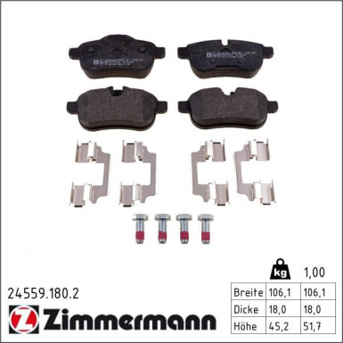 Zimmermann Bremsbelagsatz, Scheibenbremse 24559.180.2